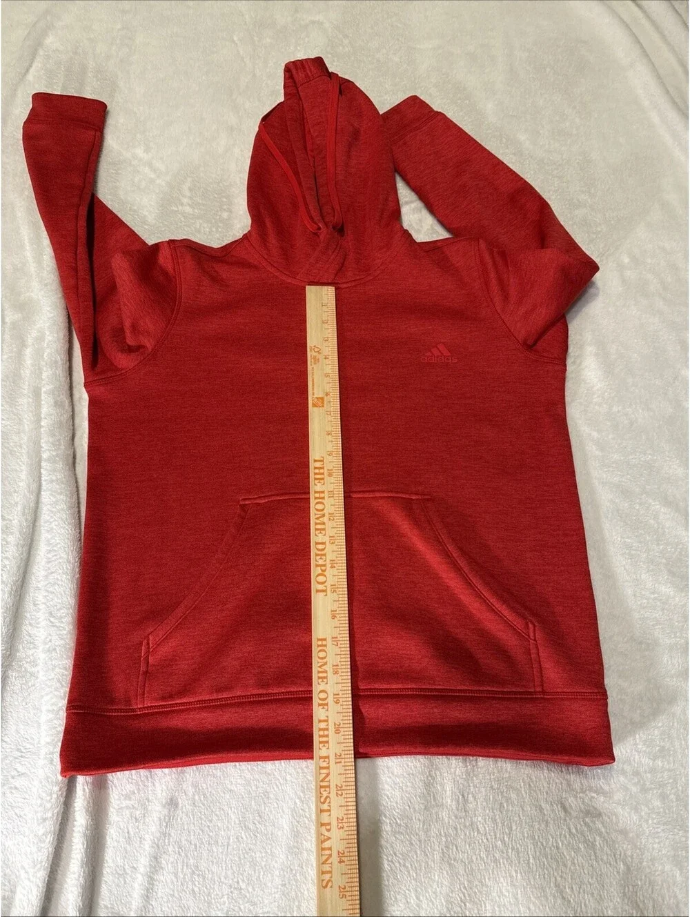 Adidas Mens Hoodie Size M Red ClimaWarm Fleece Pullover Casual (2055)